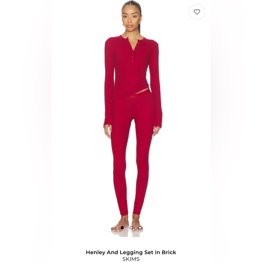 Skims Pajama Set in Red with Black elastic band stripes
